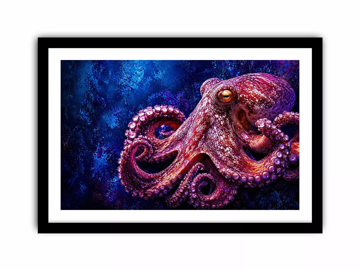 octopus wall art modern ocean canvas, vibrant octopus painting detailed texture artwork, marine life canvas bold sea creature decor, underwater octopus artwork premium design
