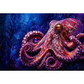 octopus wall art modern ocean canvas, vibrant octopus painting detailed texture artwork, marine life canvas bold sea creature decor, underwater octopus artwork premium design