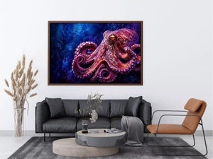octopus wall art modern ocean canvas, vibrant octopus painting detailed texture artwork, marine life canvas bold sea creature decor, underwater octopus artwork premium design