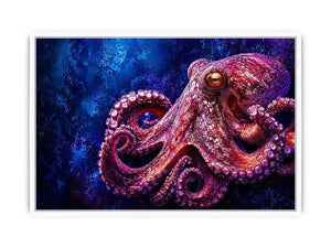 octopus wall art modern ocean canvas, vibrant octopus painting detailed texture artwork, marine life canvas bold sea creature decor, underwater octopus artwork premium design