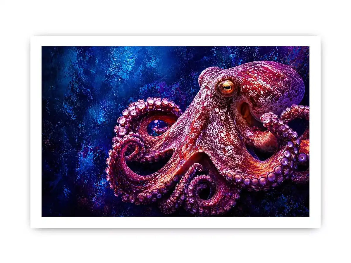 octopus wall art modern ocean canvas, vibrant octopus painting detailed texture artwork, marine life canvas bold sea creature decor, underwater octopus artwork premium design