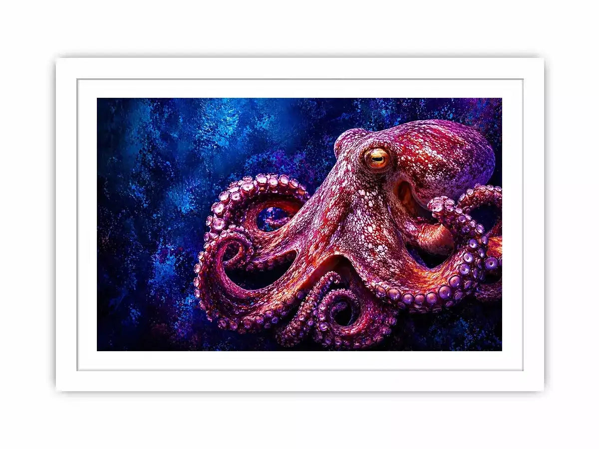 octopus wall art modern ocean canvas, vibrant octopus painting detailed texture artwork, marine life canvas bold sea creature decor, underwater octopus artwork premium design