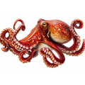 minimal octopus wall art clean marine canvas, elegant octopus illustration modern decor, red octopus artwork white background premium print, sea life minimalist canvas design