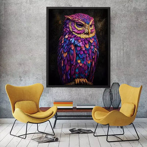 colorful owl canvas wall art vibrant modern bird painting for living room decor