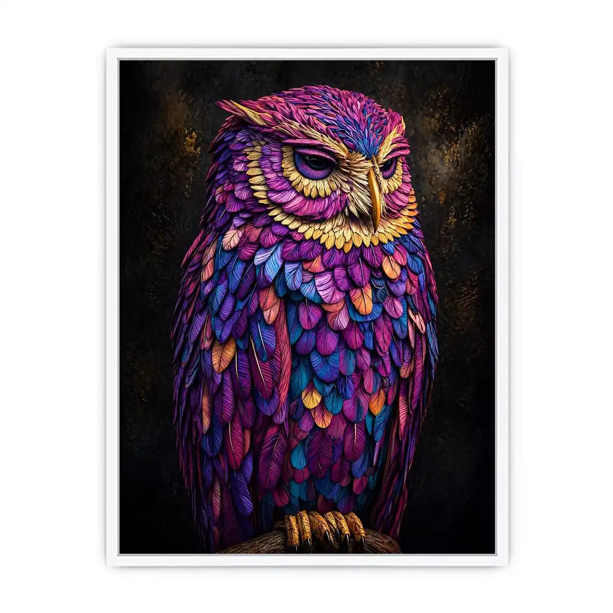 colorful owl canvas wall art vibrant modern bird painting for living room decor