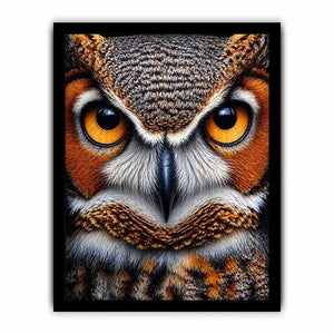 owl close up portrait intense eyes wildlife canvas wall art