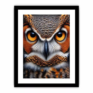 owl close up portrait intense eyes wildlife canvas wall art