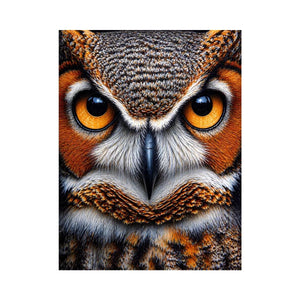 owl close up portrait intense eyes wildlife canvas wall art