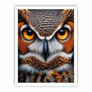 owl close up portrait intense eyes wildlife canvas wall art