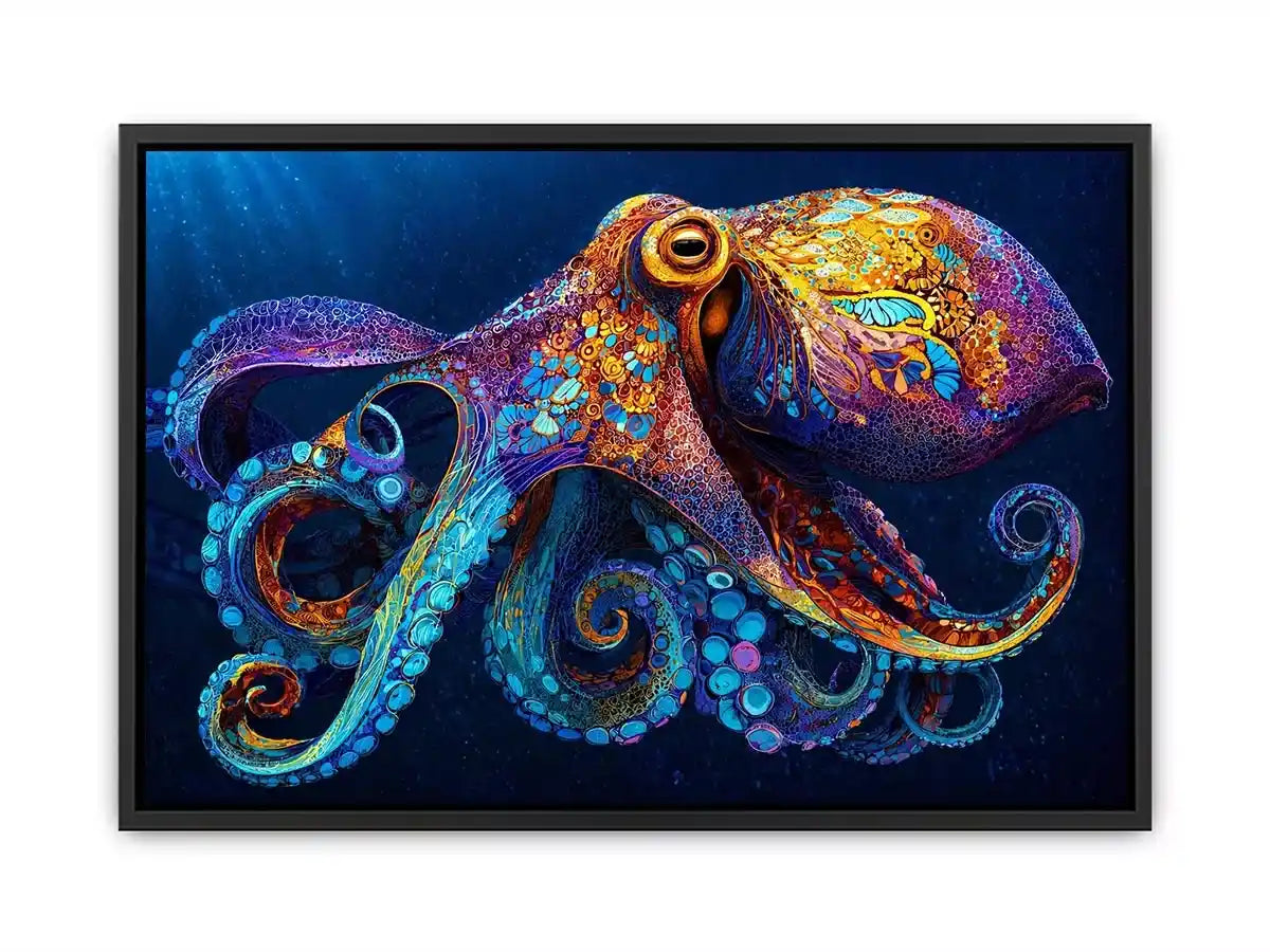 colorful octopus abstract ocean vibrant canvas wall art
