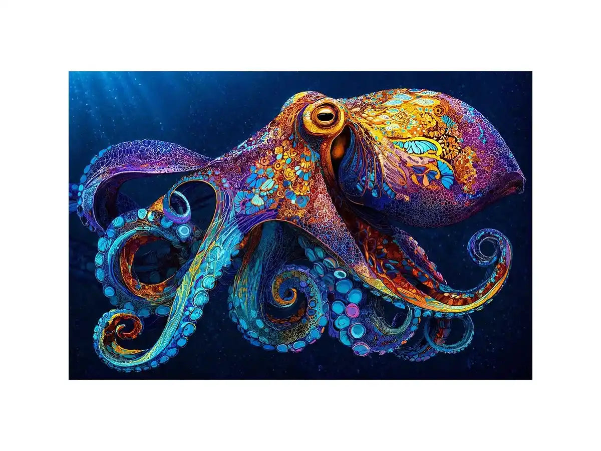 colorful octopus abstract ocean vibrant canvas wall art