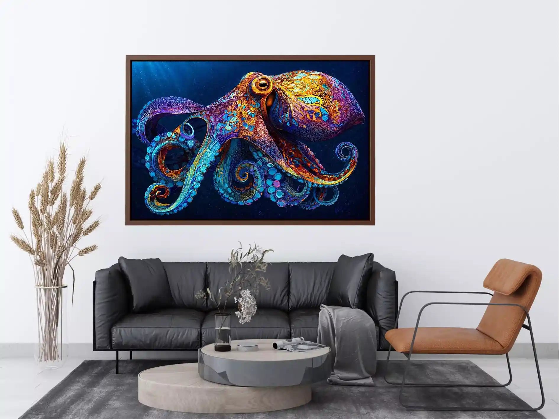 colorful octopus abstract ocean vibrant canvas wall art