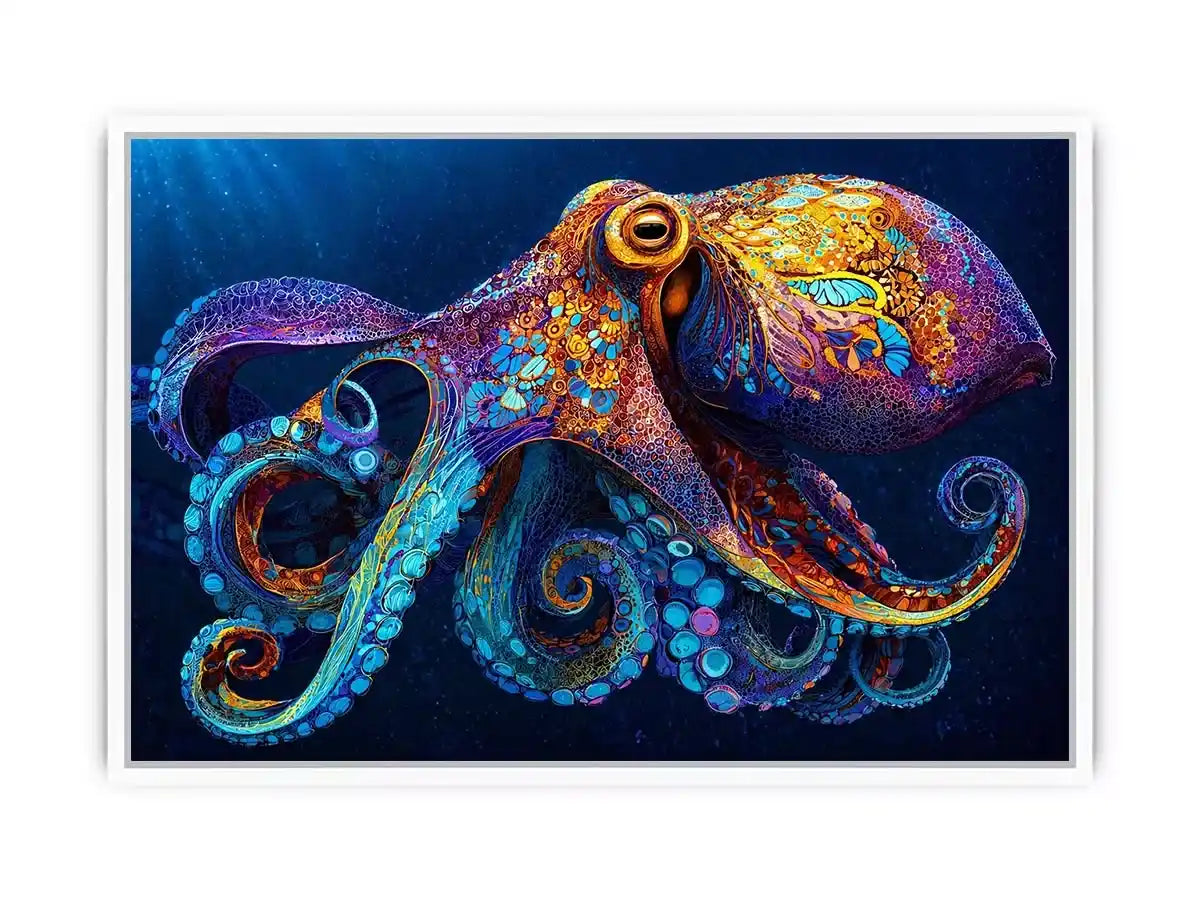 colorful octopus abstract ocean vibrant canvas wall art