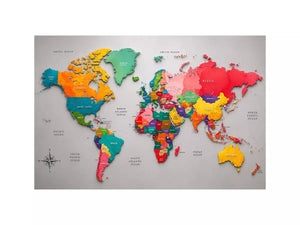 colorful world map wall art modern educational canvas global geography decor