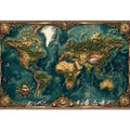 artistic world map textured wall art teal earthy vintage canvas decor
