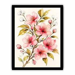 delicate cherry blossom floral wall art in soft pink watercolor style elegant botanical canvas for modern home decor