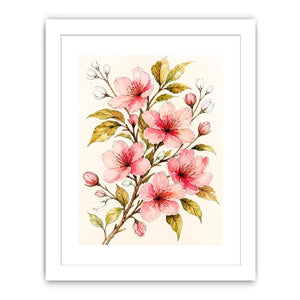 delicate cherry blossom floral wall art in soft pink watercolor style elegant botanical canvas for modern home decor
