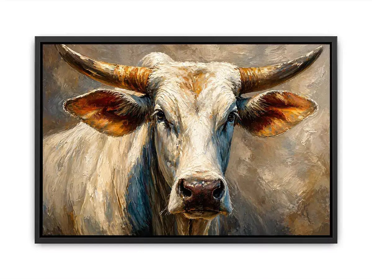 rustic bull portrait wall art textured farmhouse animal canvas decor
