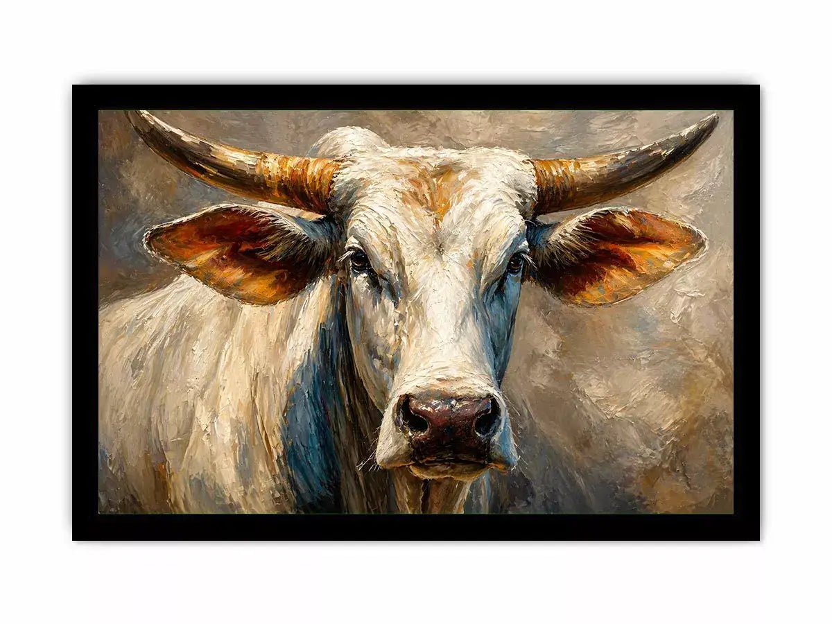 rustic bull portrait wall art textured farmhouse animal canvas decor