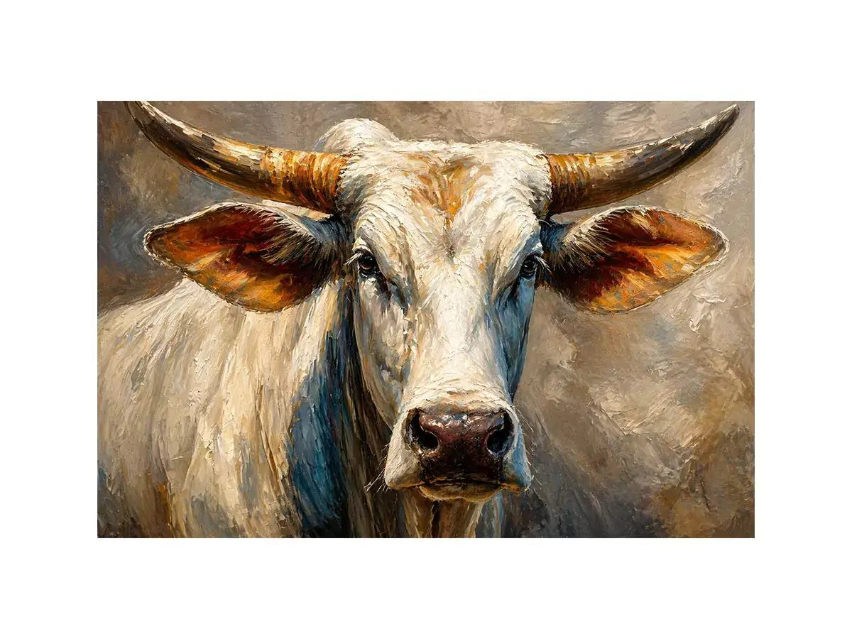 rustic bull portrait wall art textured farmhouse animal canvas decor