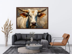 rustic bull portrait wall art textured farmhouse animal canvas decor