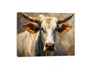 rustic bull portrait wall art textured farmhouse animal canvas decor