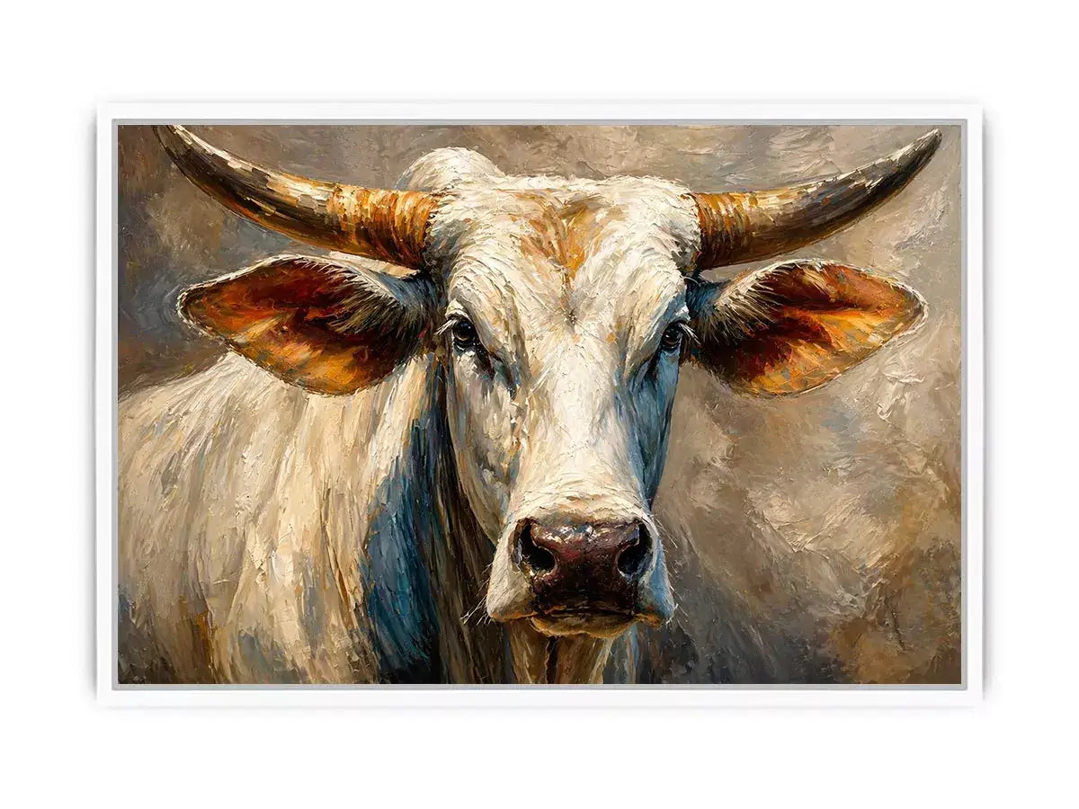 rustic bull portrait wall art textured farmhouse animal canvas decor