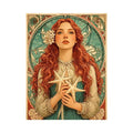 art nouveau woman portrait wall art pastel vintage feminine canvas decor