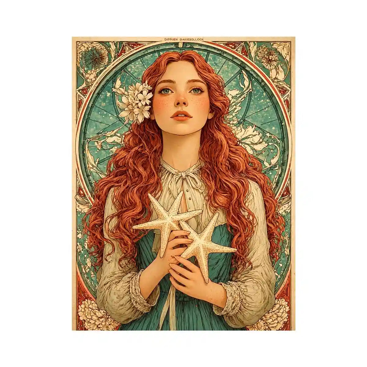 art nouveau woman portrait wall art pastel vintage feminine canvas decor
