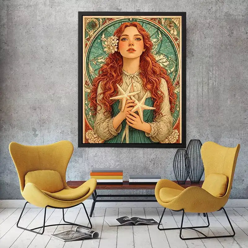 art nouveau woman portrait wall art pastel vintage feminine canvas decor