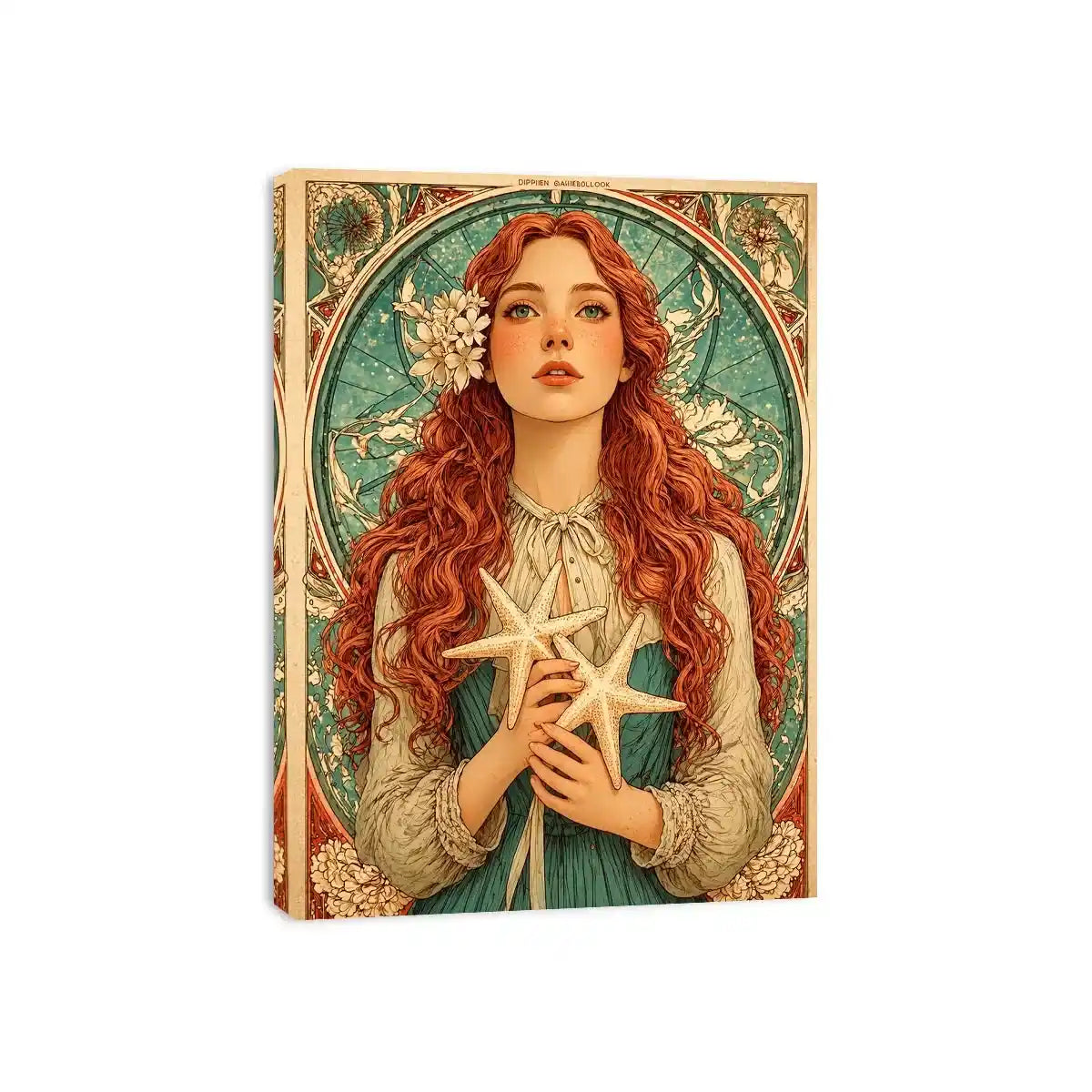 art nouveau woman portrait wall art pastel vintage feminine canvas decor