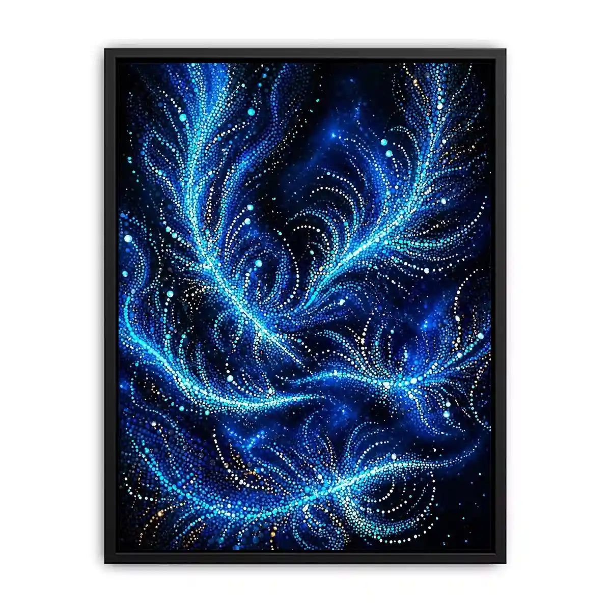 abstract blue light flow wall art cosmic glowing canvas modern decor