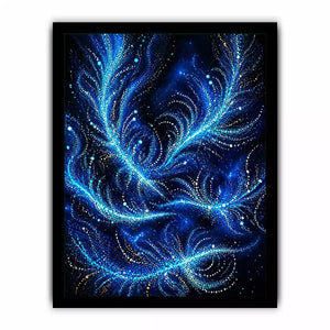 abstract blue light flow wall art cosmic glowing canvas modern decor