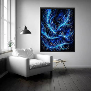 abstract blue light flow wall art cosmic glowing canvas modern decor
