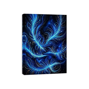 abstract blue light flow wall art cosmic glowing canvas modern decor