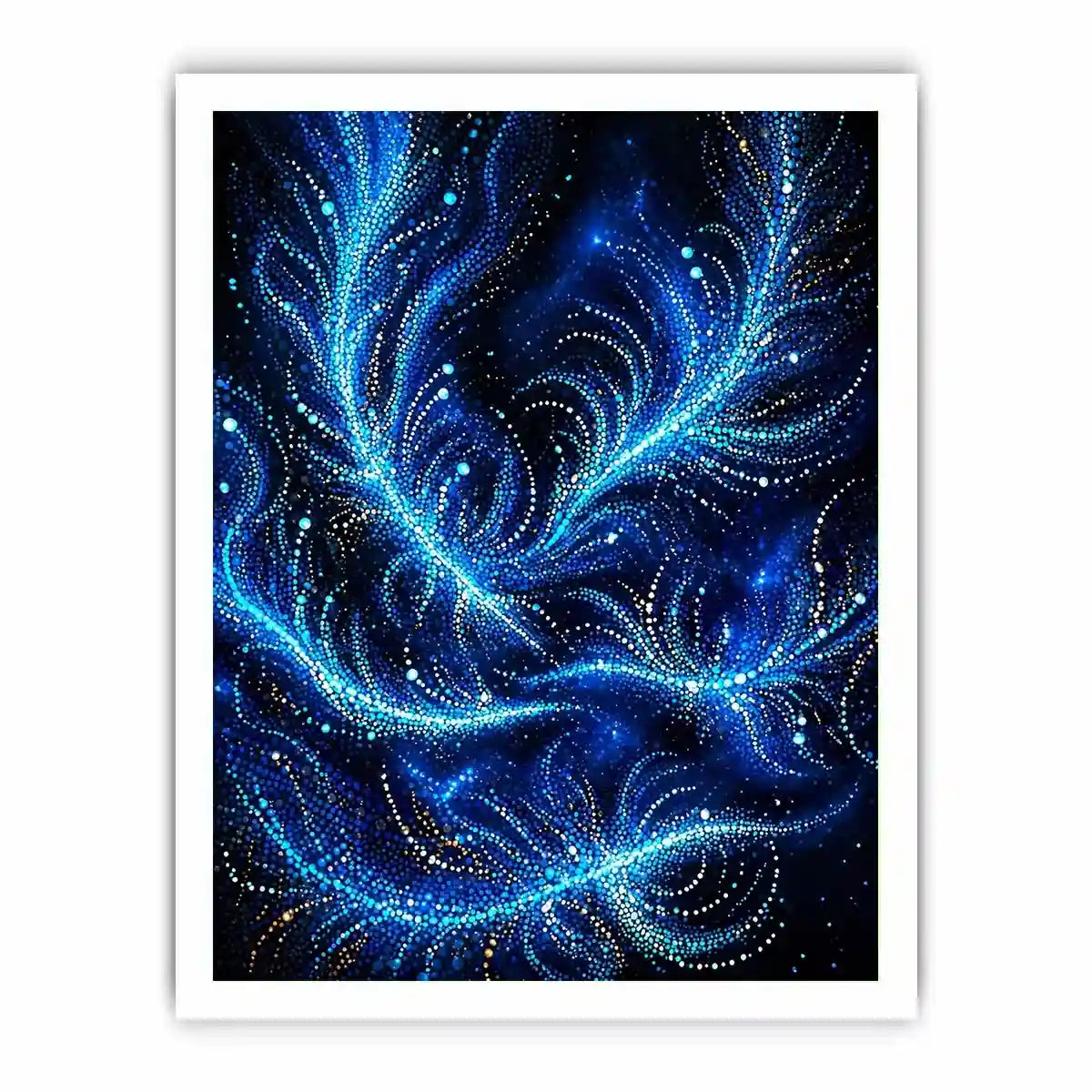 abstract blue light flow wall art cosmic glowing canvas modern decor