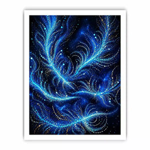 abstract blue light flow wall art cosmic glowing canvas modern decor