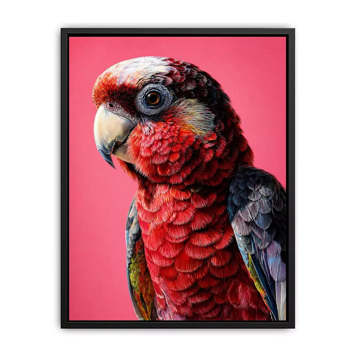 modern parrot portrait wall art vibrant red bird canvas tropical decor