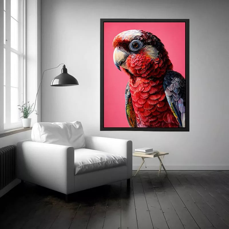 modern parrot portrait wall art vibrant red bird canvas tropical decor