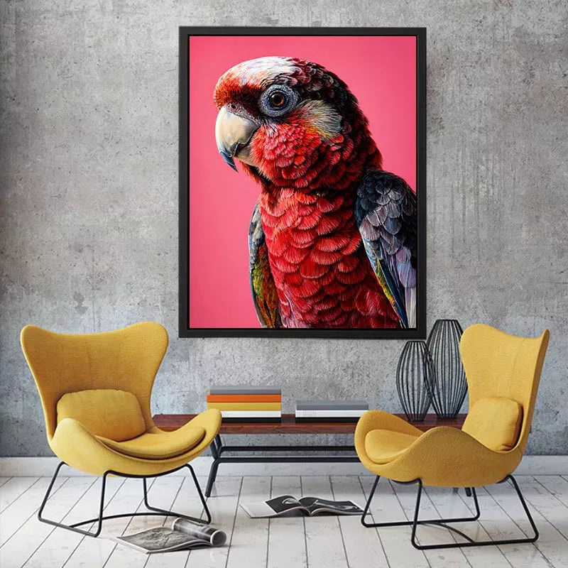 modern parrot portrait wall art vibrant red bird canvas tropical decor