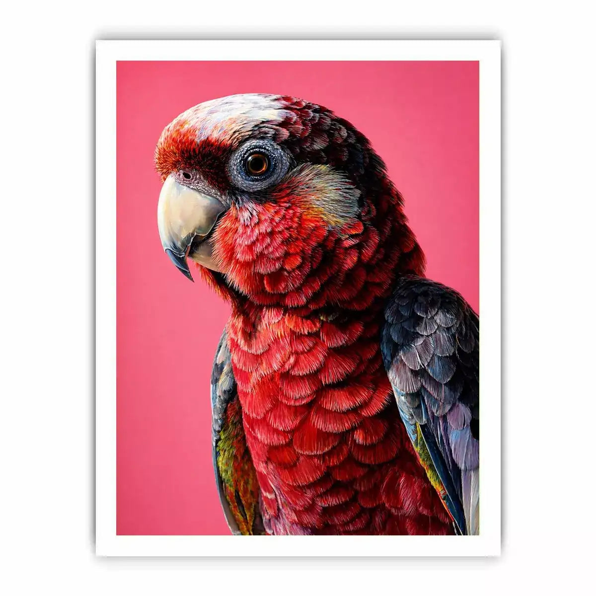 modern parrot portrait wall art vibrant red bird canvas tropical decor
