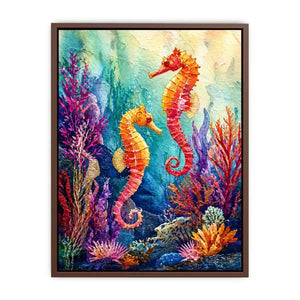 watercolor seahorse wall art coastal ocean coral canvas decor