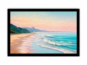 coastal beach painting wall art soft pastel ocean waves canvas decor