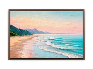 coastal beach painting wall art soft pastel ocean waves canvas decor