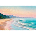 coastal beach painting wall art soft pastel ocean waves canvas decor