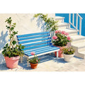 mediterranean bench wall art coastal blue white canvas floral decor
