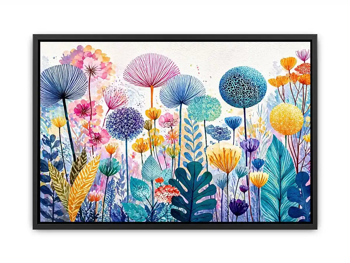 abstract botanical flowers wall art colorful modern floral canvas decor