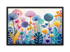 abstract botanical flowers wall art colorful modern floral canvas decor