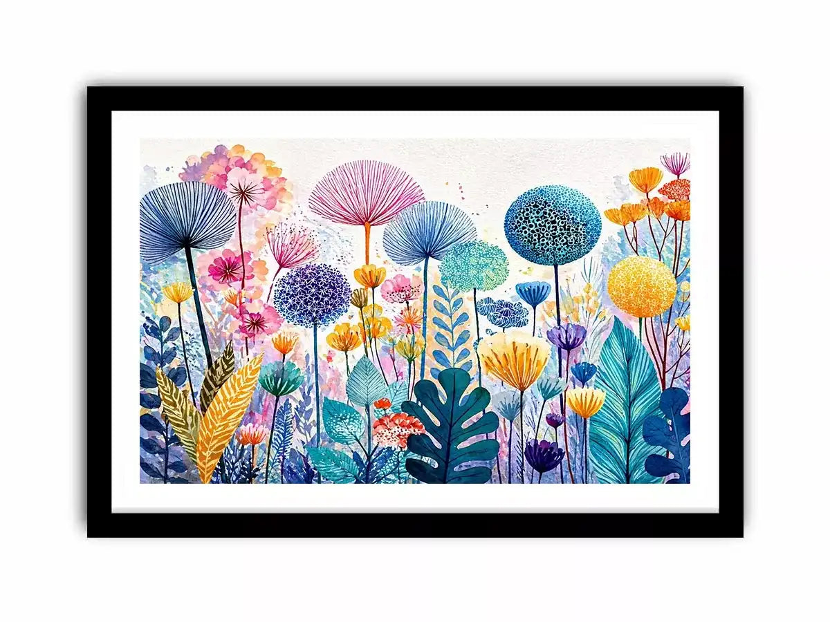 abstract botanical flowers wall art colorful modern floral canvas decor