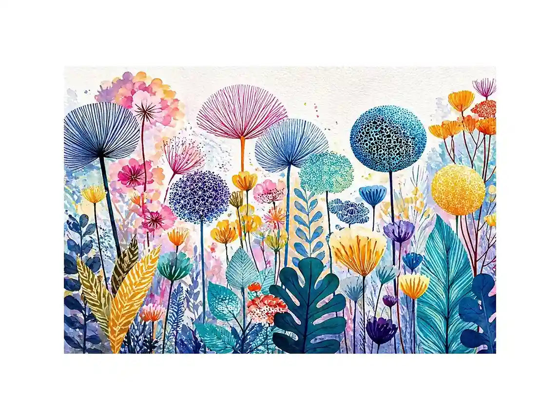 abstract botanical flowers wall art colorful modern floral canvas decor